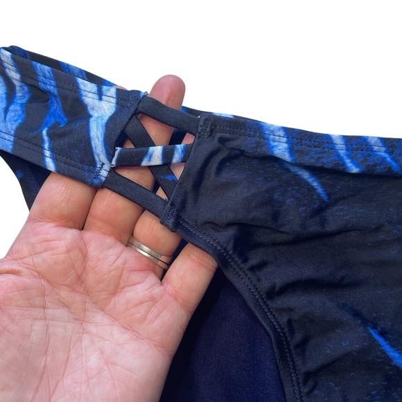 NEW Rachel Roy Strappy Bikini Bottom in Blue Zebra - Picture 3 of 8